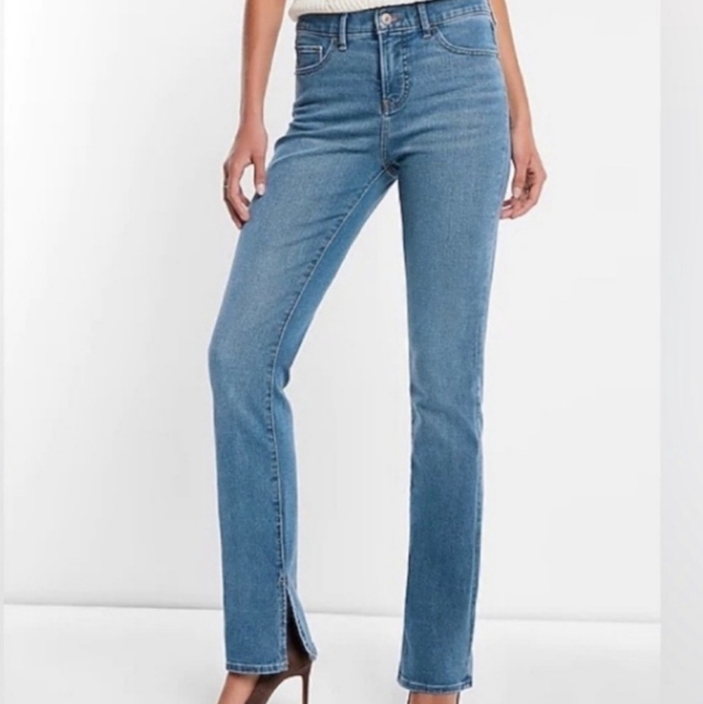 House of Harlow 1960 Super High Rise Straight Jeans Split Hem Size 28